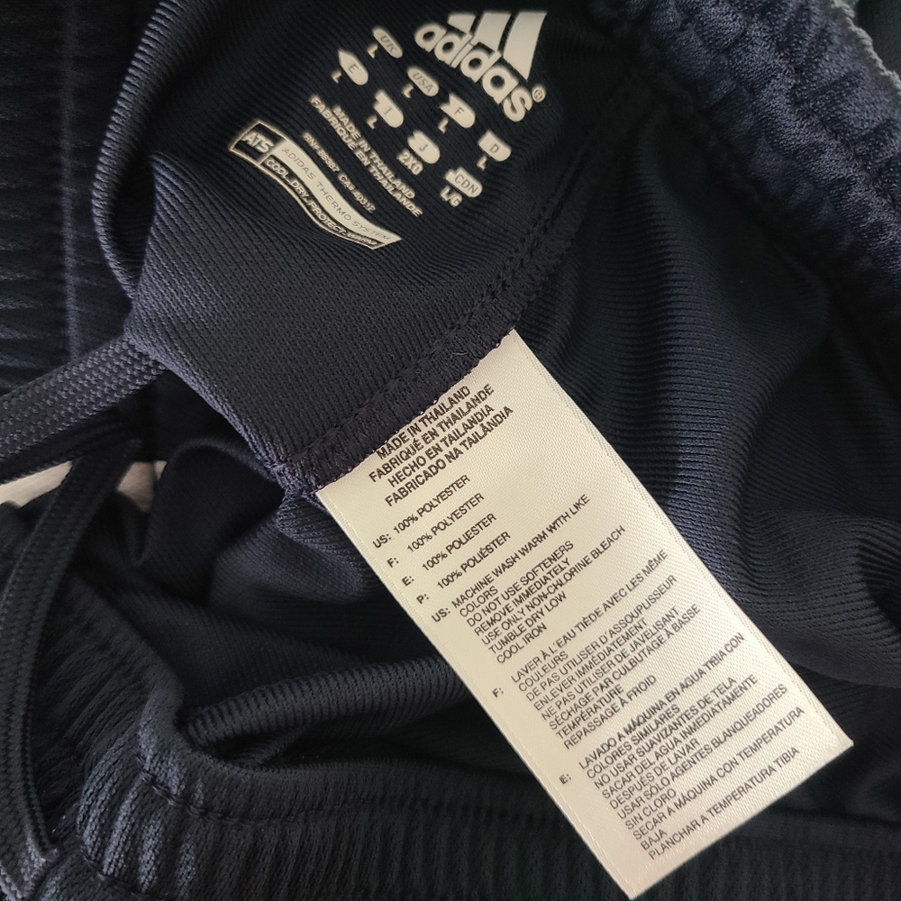 Mens Adidas Workout Pants. Size L. Color Navy Blue w/ White Stripes. - Picture 6 of 6
